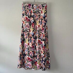 Violet B. Tropical Floral Colorful Midi Maxi Flowy Skirt Women's Size Small S